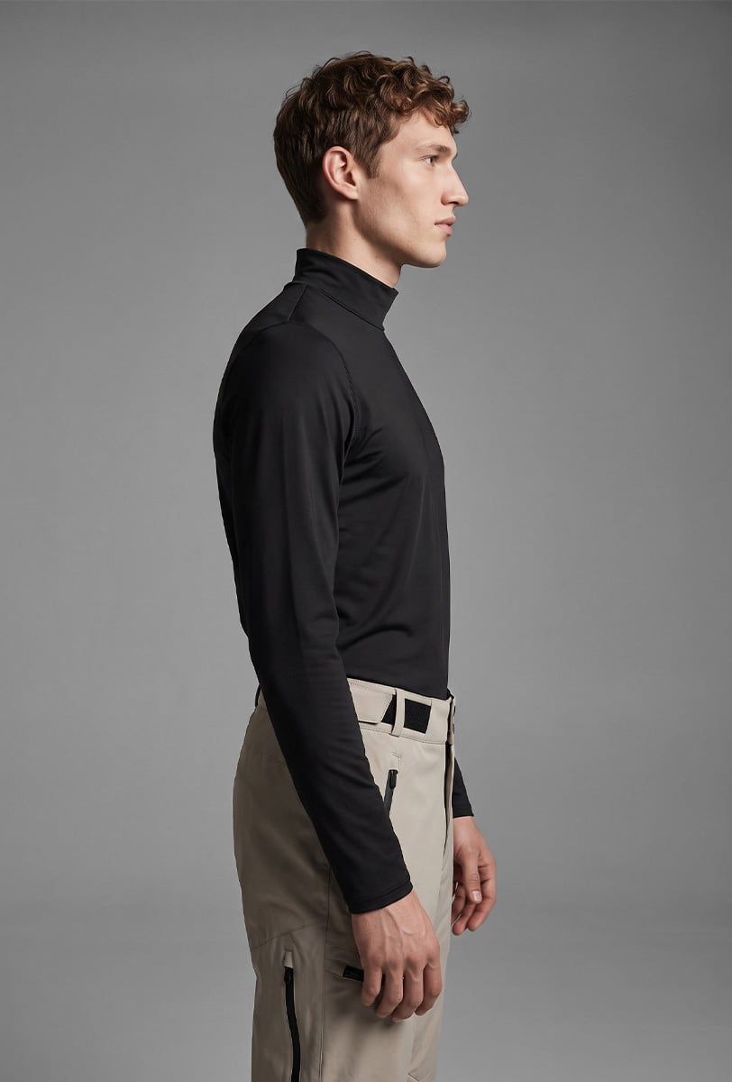 Men’s thermal ski base layer Söll TURTLENECK Black – side view - 3